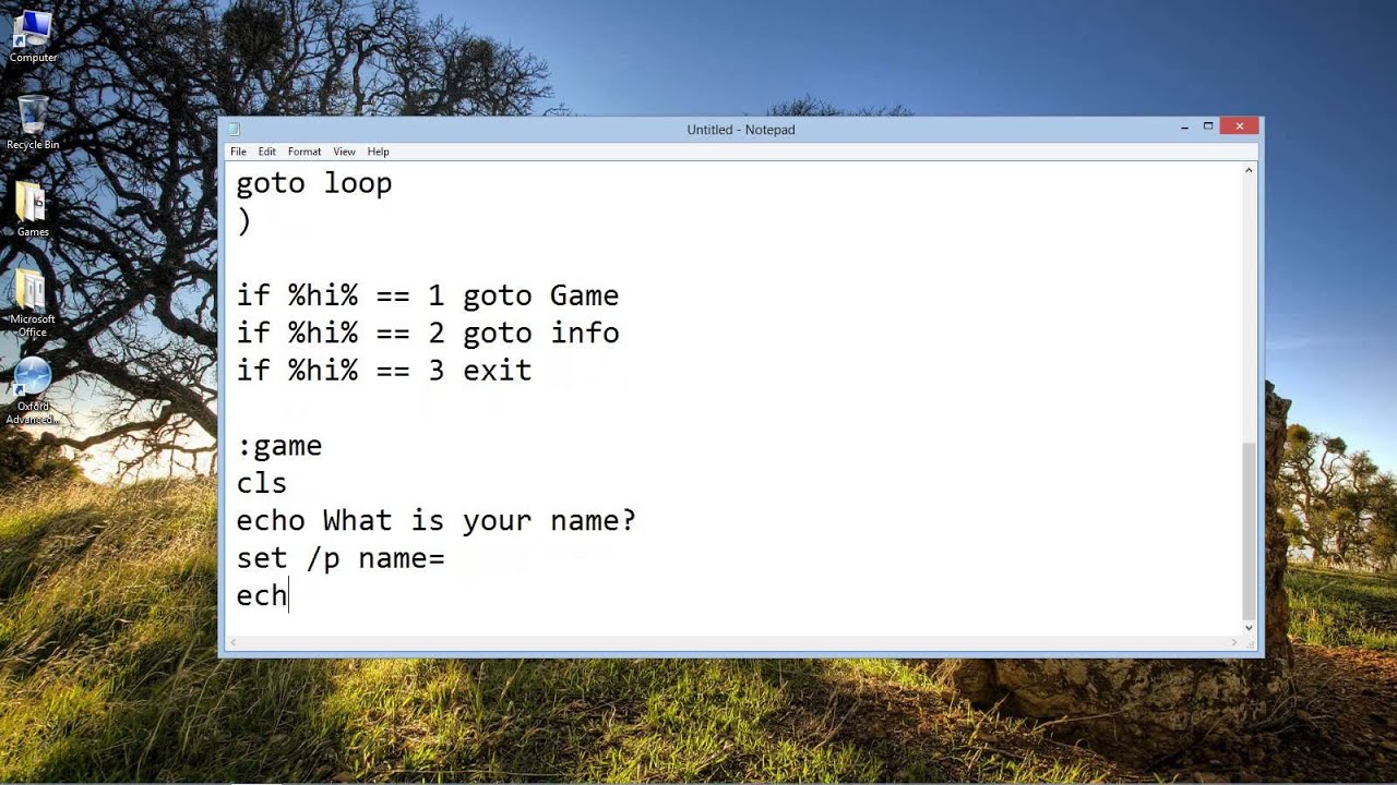 make games in notepad